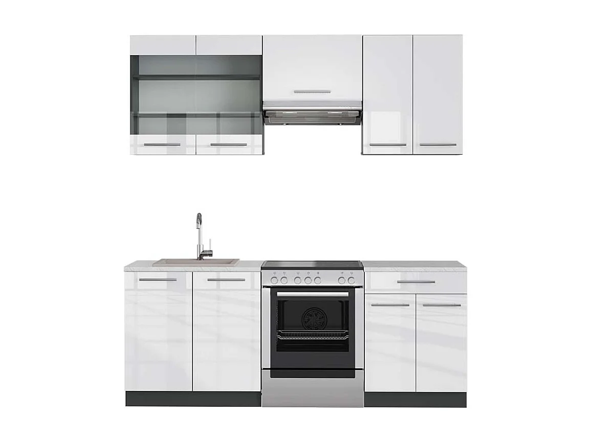 Aneks kuchenny biały wysoki połysk/antracyt 200x60x81.6 fame-line 4780866 - obrazek 1