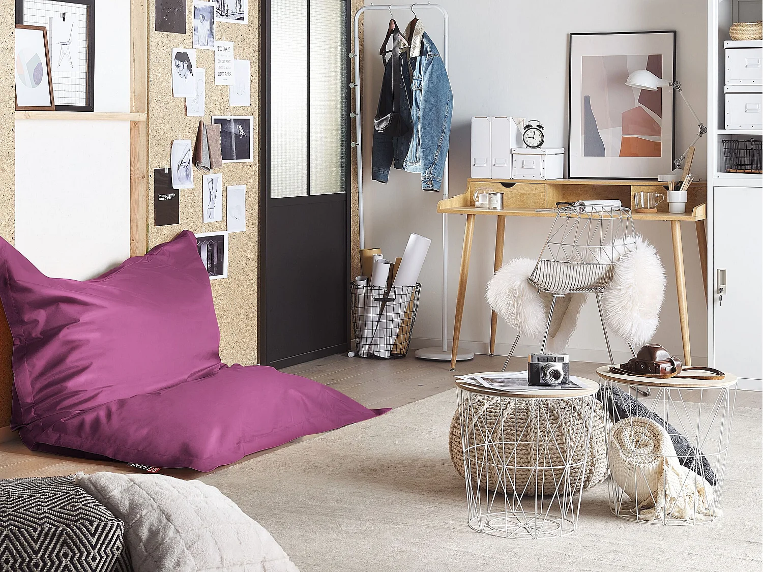 Fotel worek 300 L FUZZY 140 cm 180 cm Purpurowy 150421 - obrazek 1