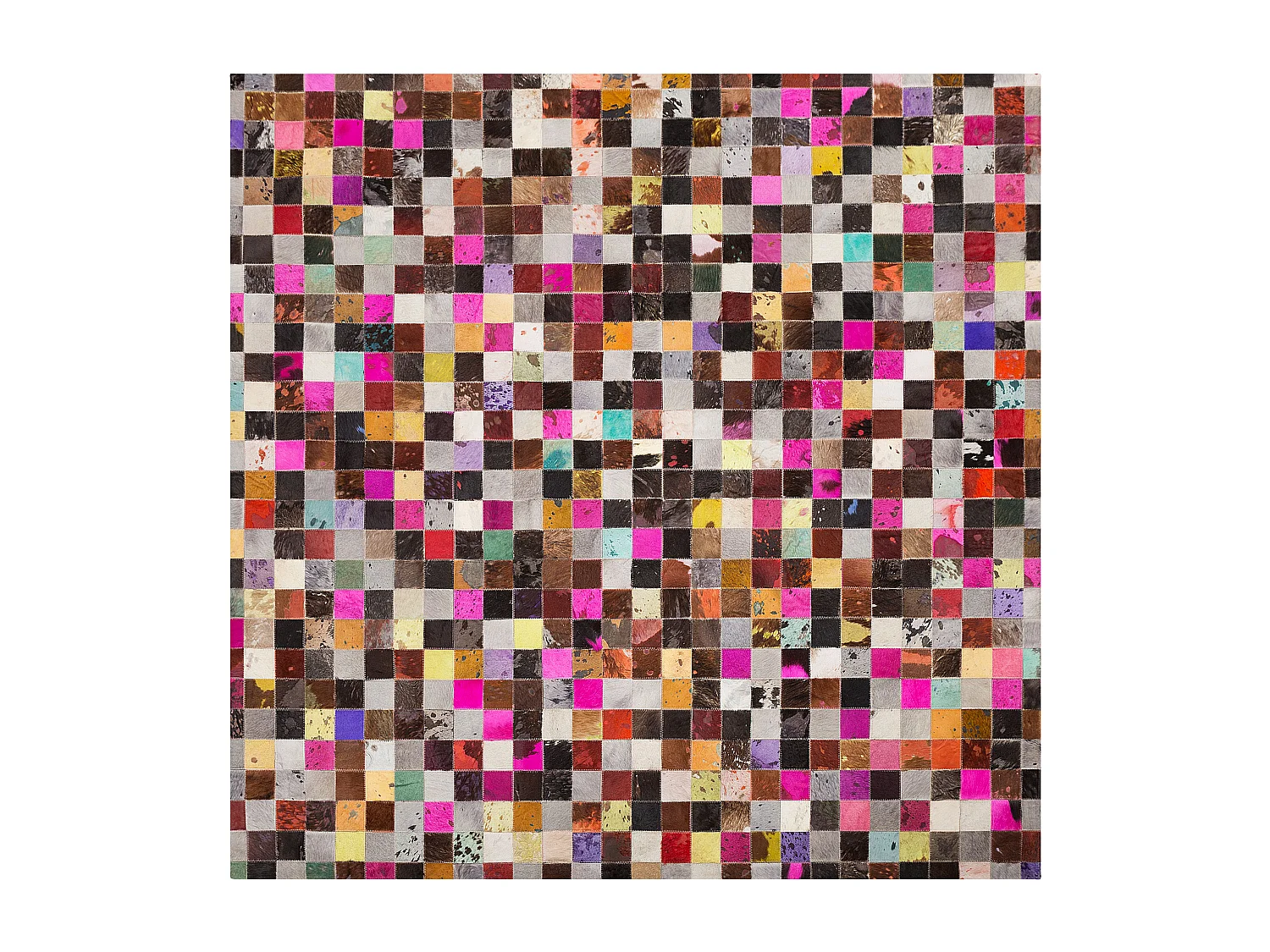 Dywan patchwork skórzany 200 x 200 cm wielokolorowy ENNE 177937 - obrazek 1