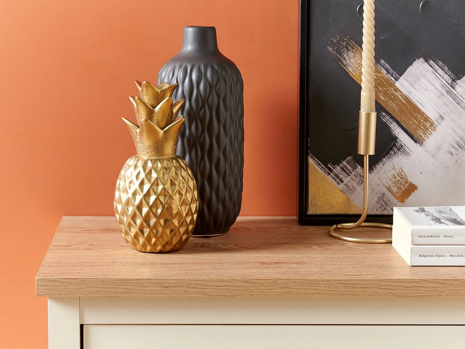 Figurka dekoracyjna Ananas TYANA Ceramika Złoty 145573 - obrazek 1