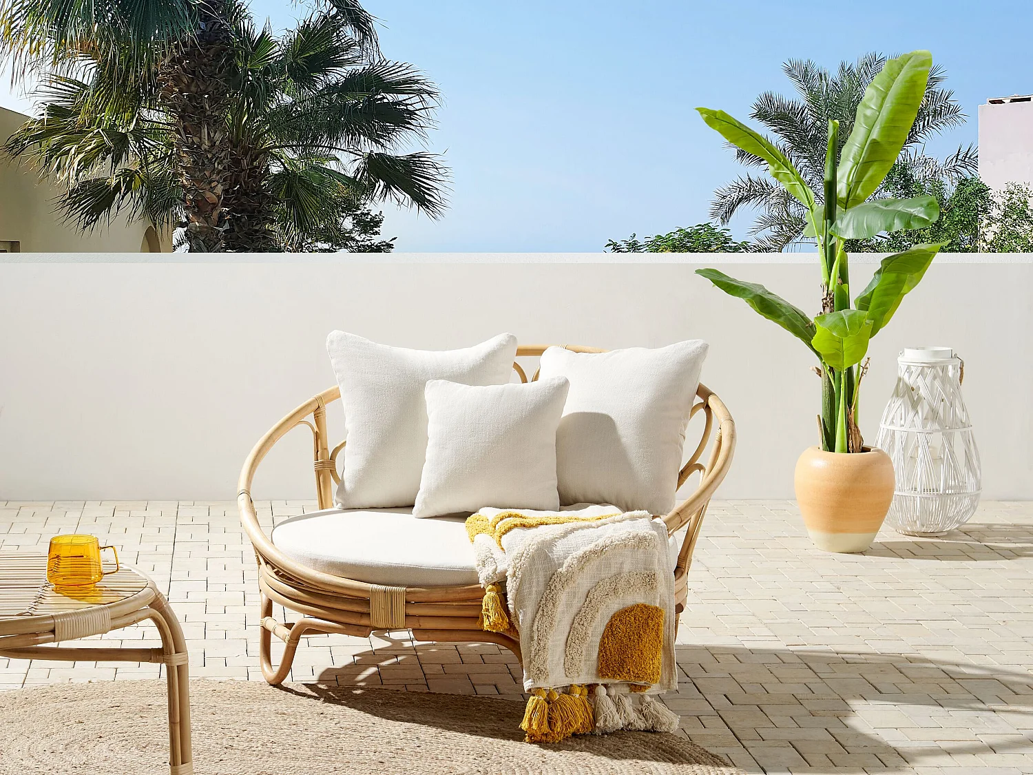 Łóżko ogrodowe ROSSANO Rattan Naturalny 3768619