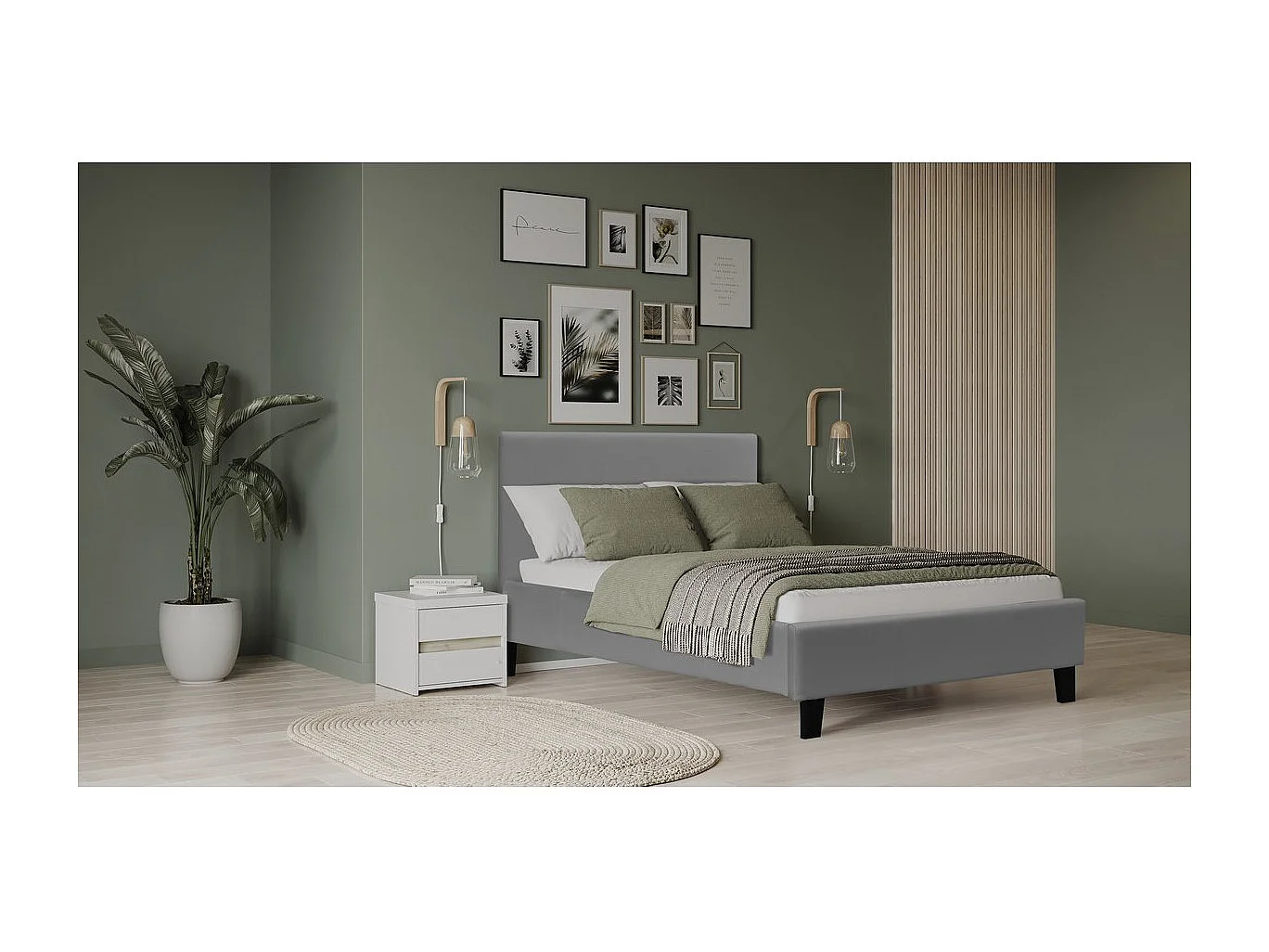 Łóżko Jednoosobowe „Lina” 90x190cm Tapicerka z PVC w Kolorze Jasnoszarym Stelaż Z Listewek – Idealne dla Dzieci i Nastolatków 574245