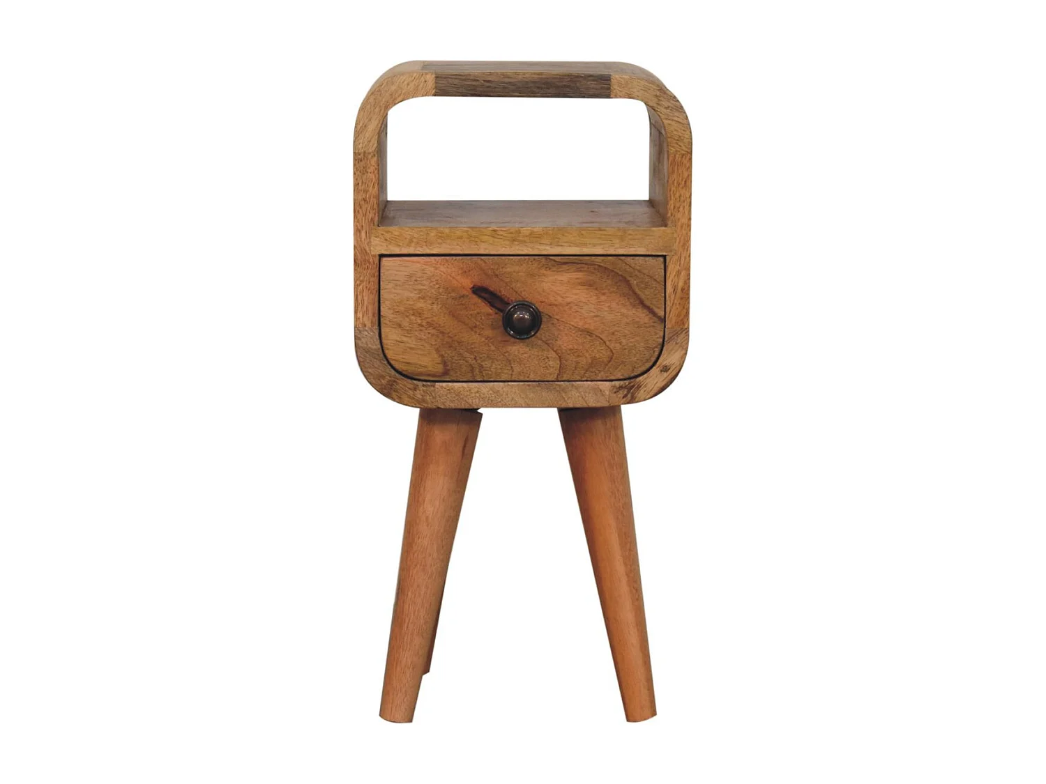 Artisan Furniture Lite drewno Ekstra Mini Zaokrąglona Szafka Nocna z Otwartą Półką w Odcieniu Dębowym 4794538