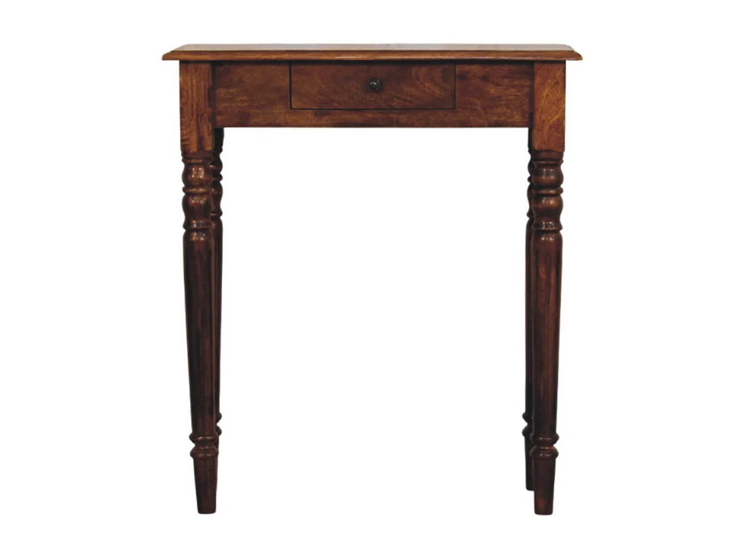 Artisan Furniture Konsola z litego drewna kasztanowego z toczonymi nogami, 1 szuflada, ciemny brąz 4421672