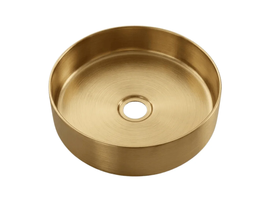 Essenox okrągła umywalka nablatowa 37.5 cm ze stali nierdzewnej szczotkowane złoto - Essebagno 4908146 - obrazek 1
