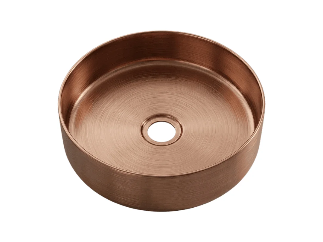 Essenox okrągła umywalka nablatowa 37.5 cm ze stali nierdzewnej szczotkowane miedź - Essebagno 4908148 - obrazek 1
