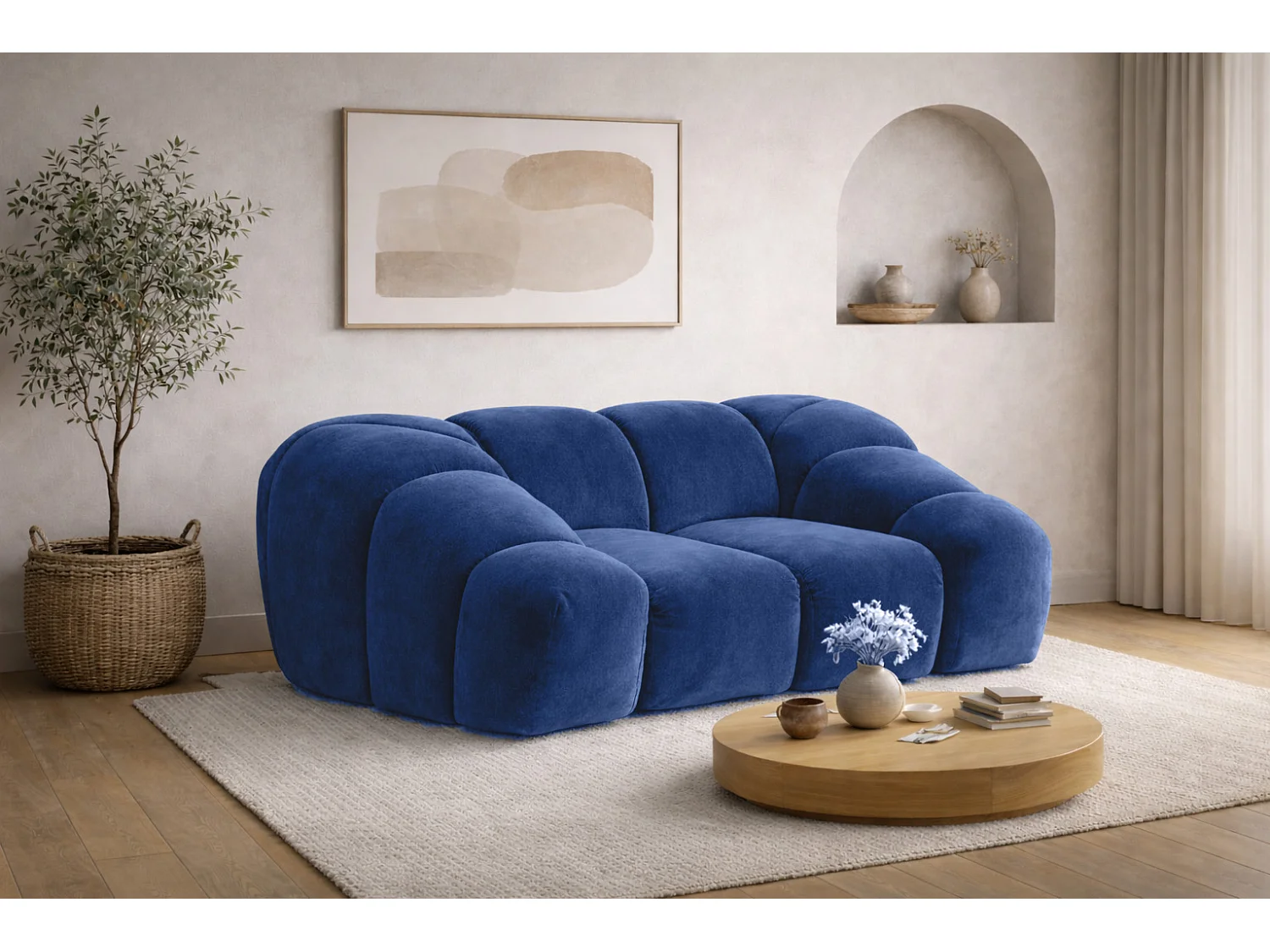 Fotel modułowy do salonu, tkanina welurowa Bluvel, Atramentowy, CROISSANT 4949909 - obrazek 1
