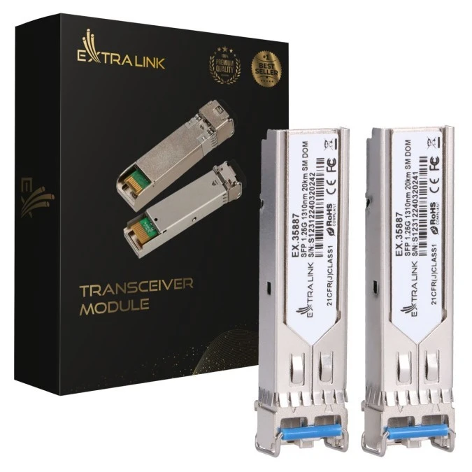 Moduł SFP 1,25Gbps, LC/UPC, 1310nm, 20km, single mode, DOM Extralink SFP 1.25G 2‑pack