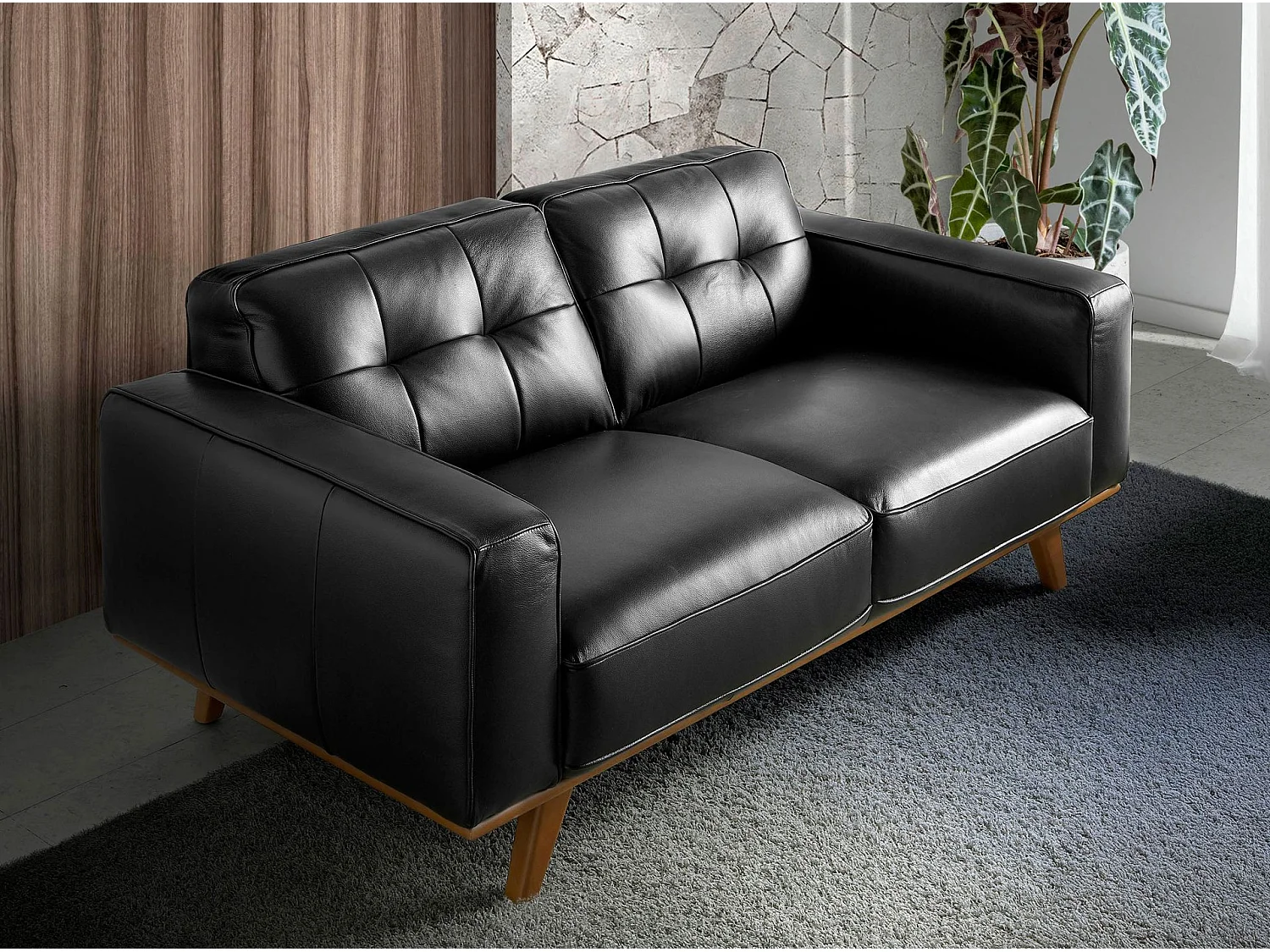 2-osobowa sofa Chester z czarnej skóry 6030 ANGEL CERDA 240951