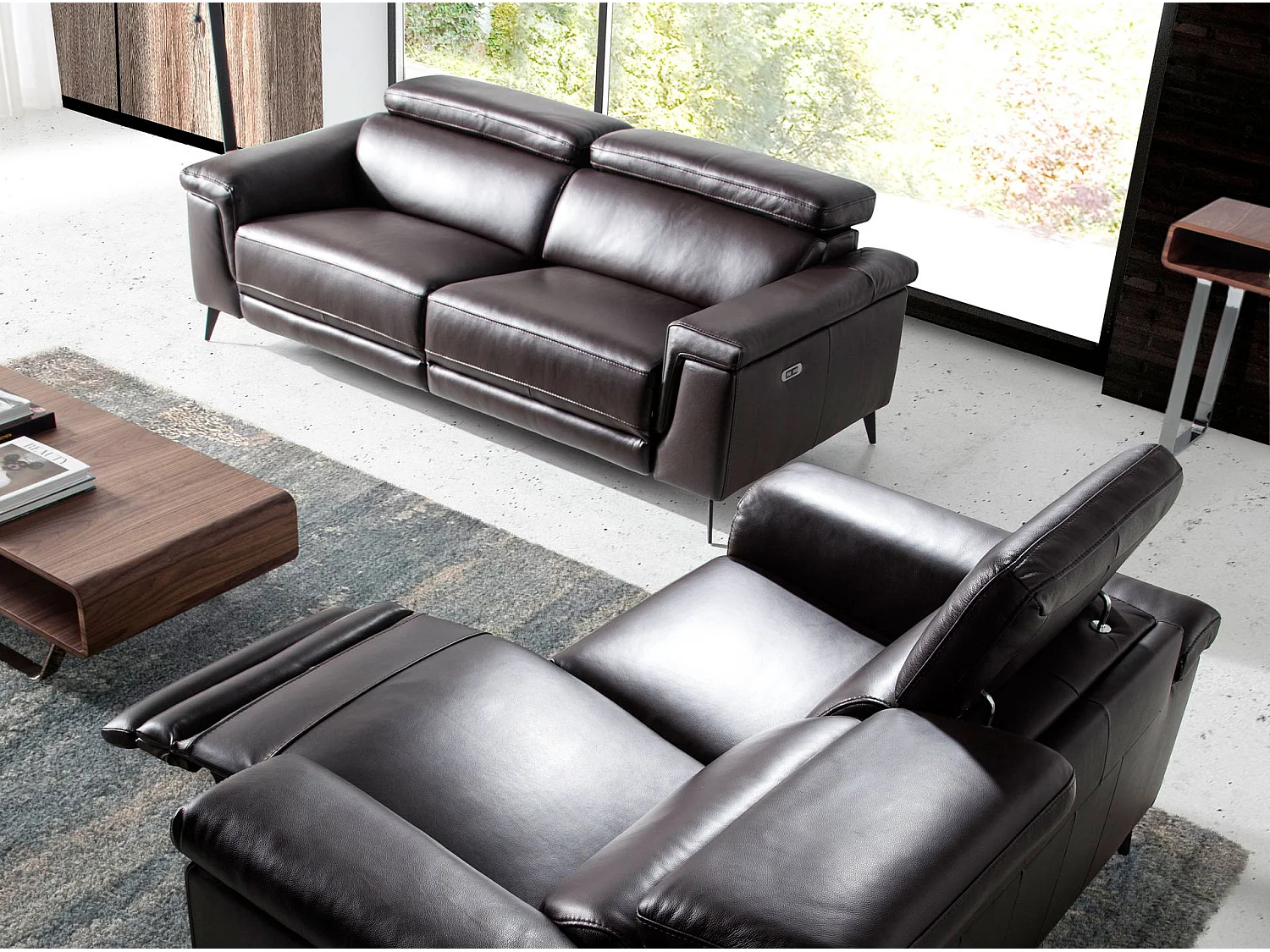 2-osobowa sofa relaksacyjna z czekoladowej brązowej skóry 6050 ANGEL CERDA 240965