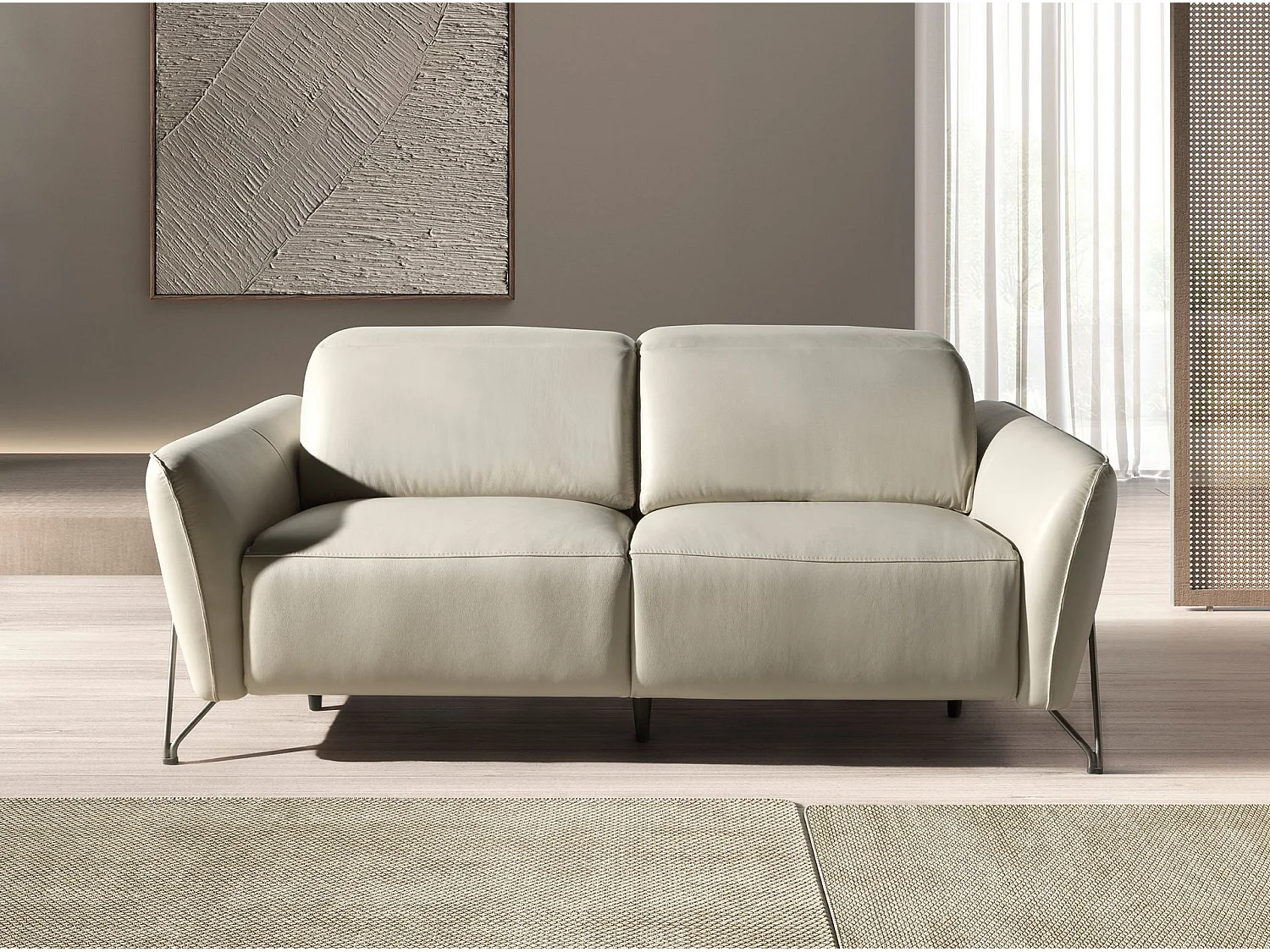 2-osobowa sofa relaksacyjna w piaskowej skórze 6276 ANGEL CERDA 4317218