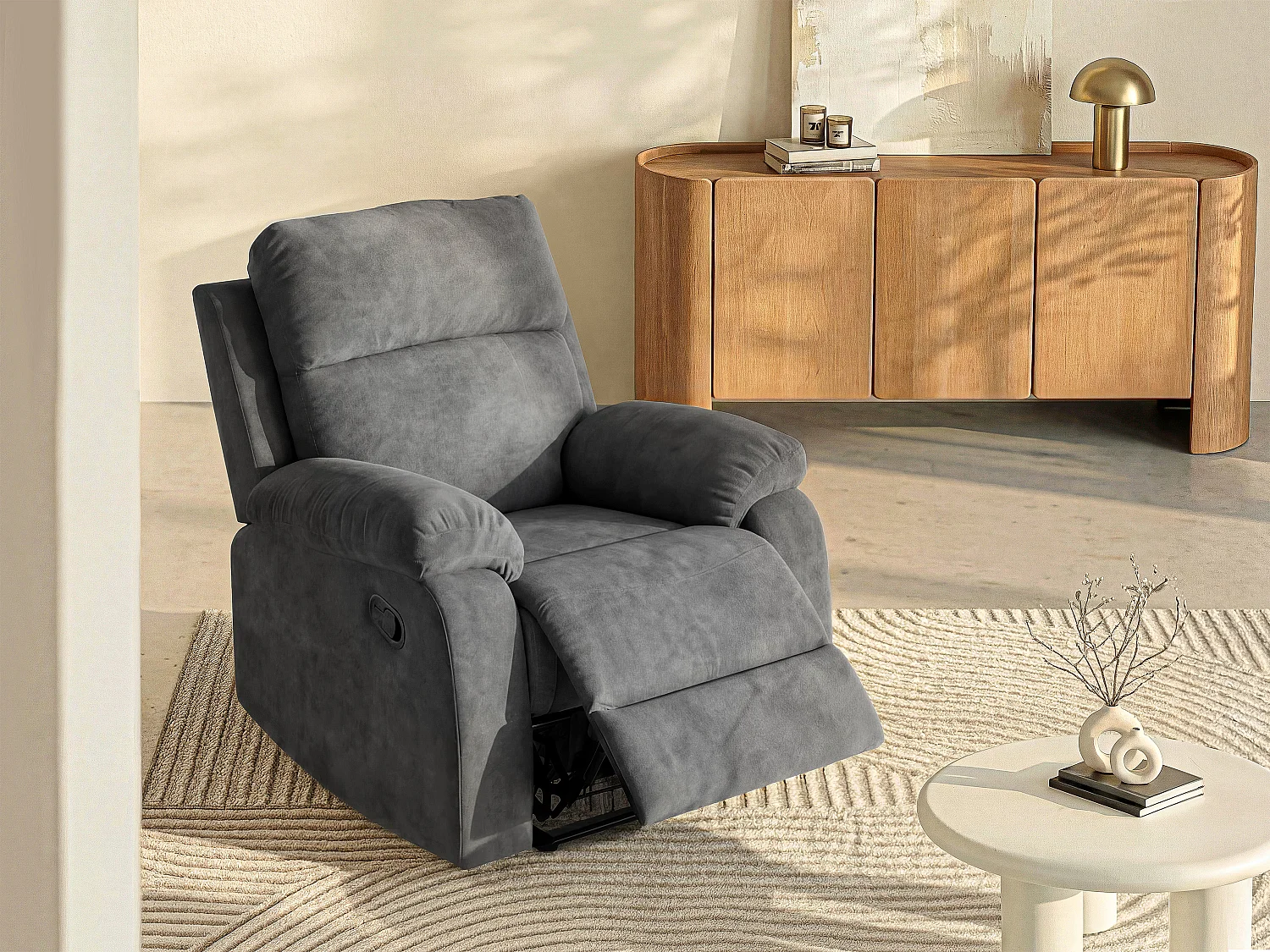 Fotel TOLZANO z tkaniny, z funkcją relax – kolor antracytowy 113251 - obrazek 1