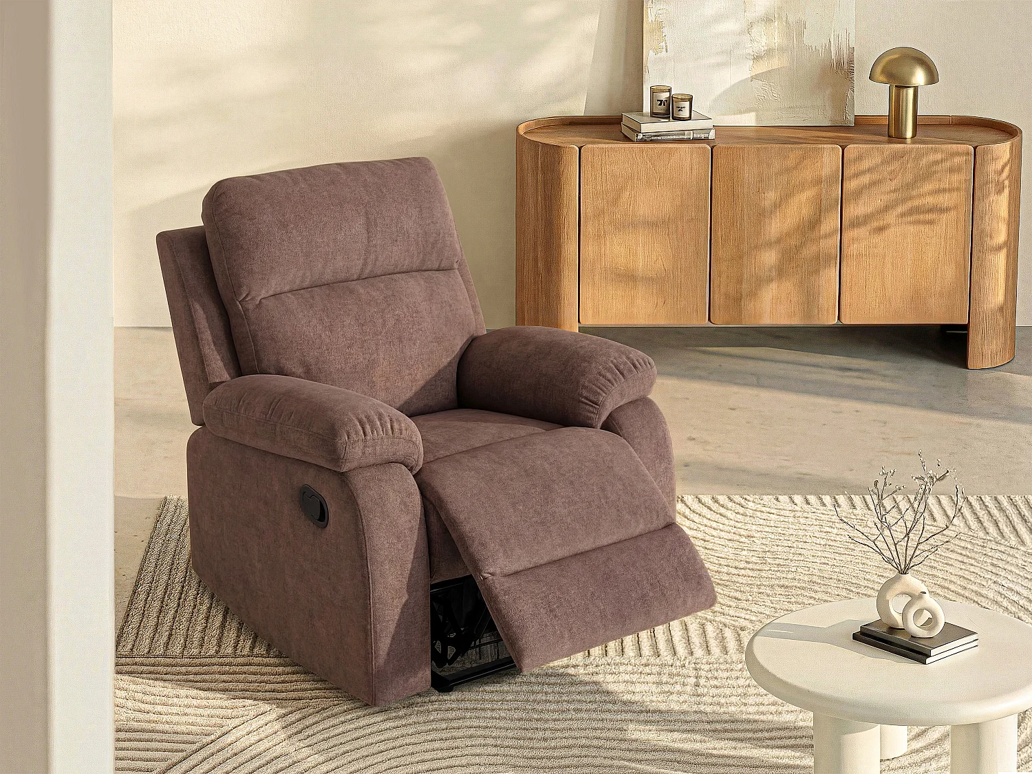 Fotel TOLZANO z tkaniny, z funkcją relax – kolor brązowy 113257 - obrazek 1