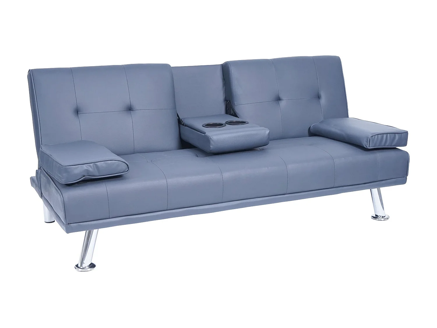 3-osobowa sofa MCW-F60, imitacja skóry, ciemnoniebieski 2157985