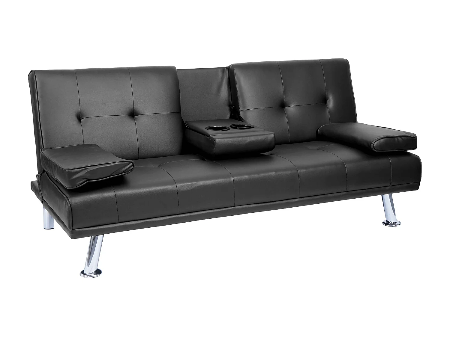 3-osobowa sofa MCW-F60, imitacja skóry, czarny 2157981