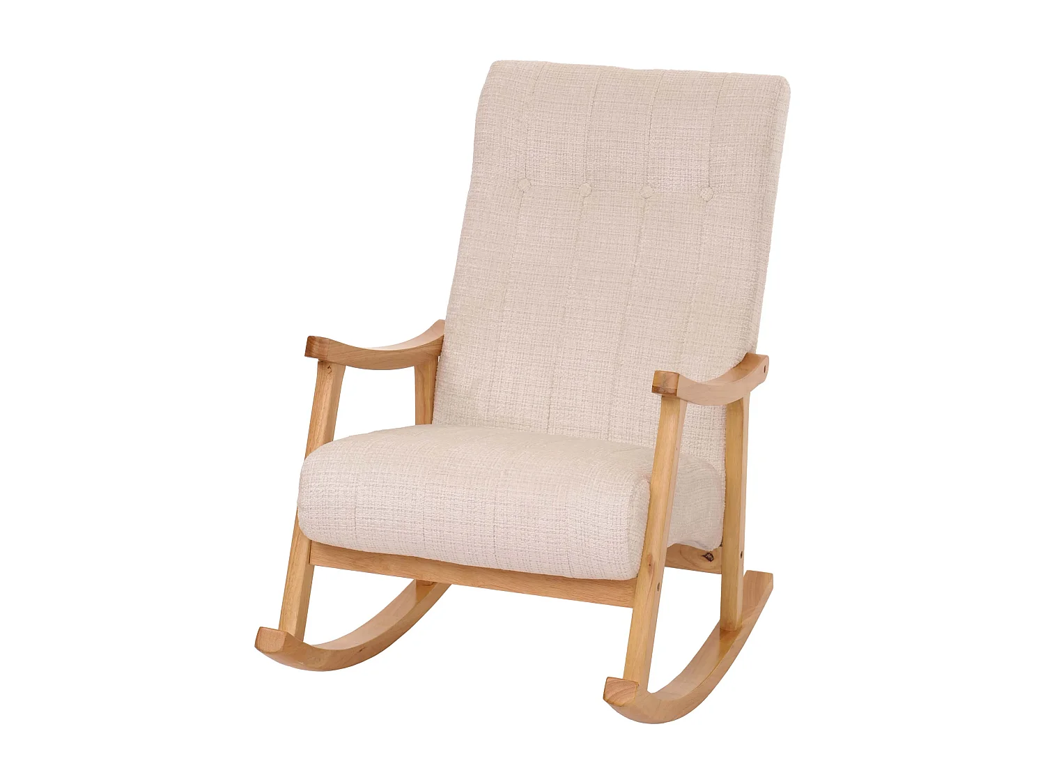 Fotel bujany MCW-K10, kremowy, stelaż naturalny 3773313 - obrazek 1