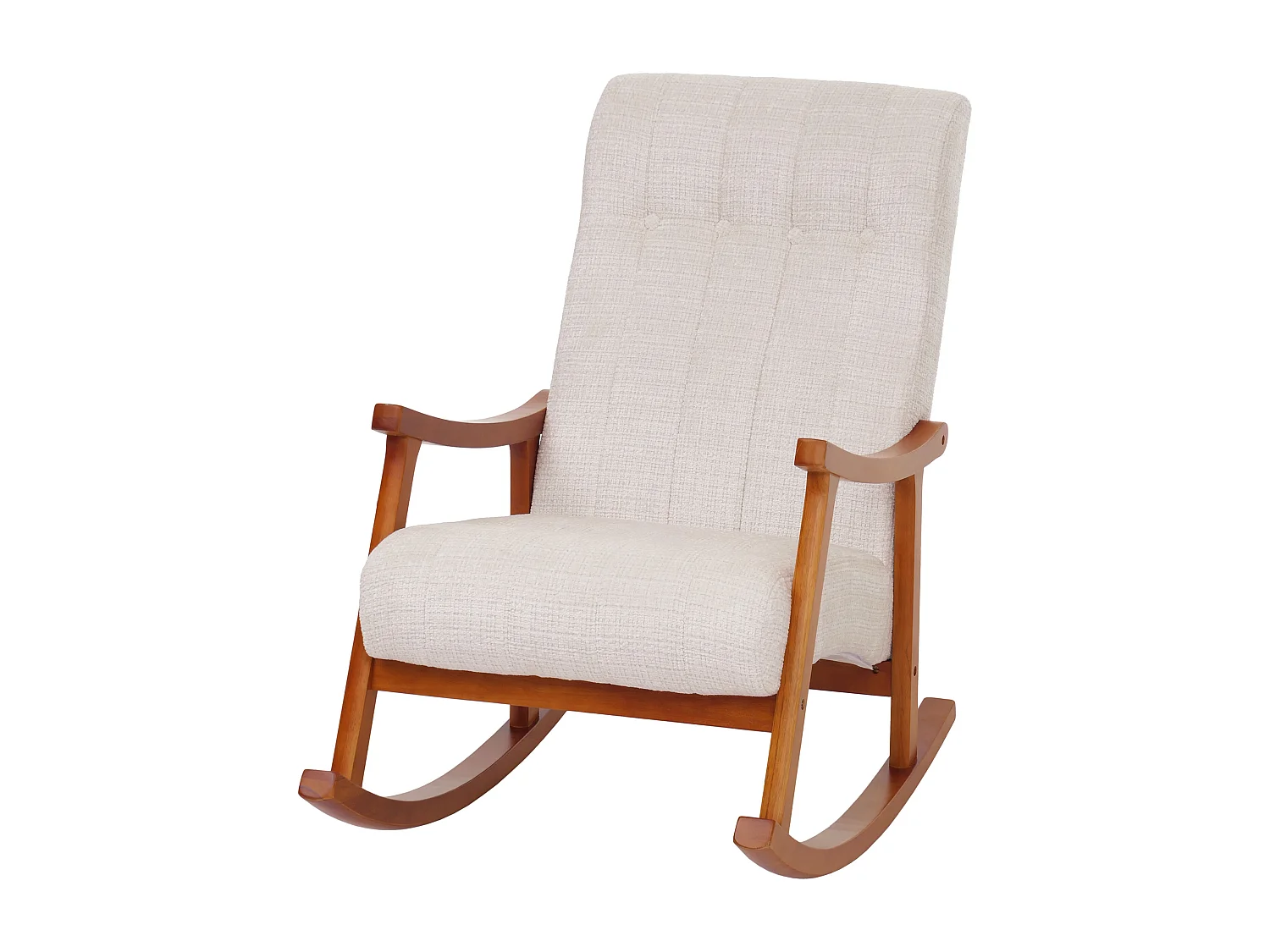 Fotel bujany MCW-K10, kremowy, rama w kolorze orzecha włoskiego 3773254 - obrazek 1