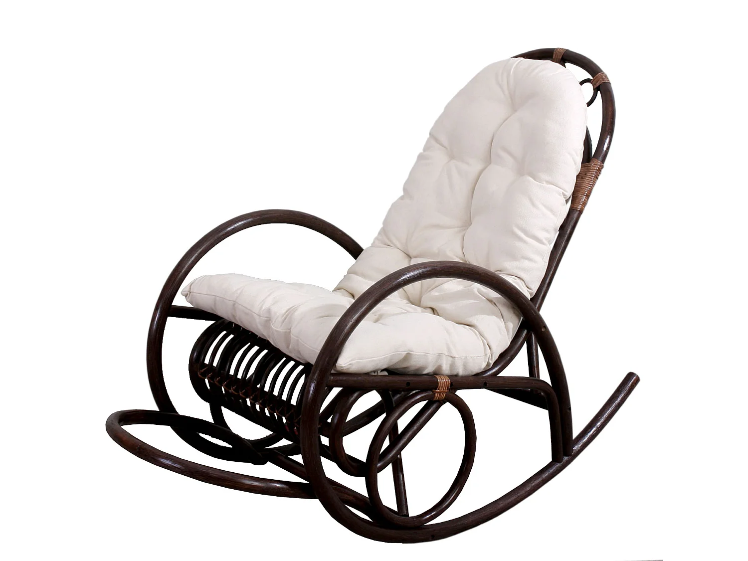 Fotel bujany MCW-C40 Rattan, biała poduszka 1970693 - obrazek 1