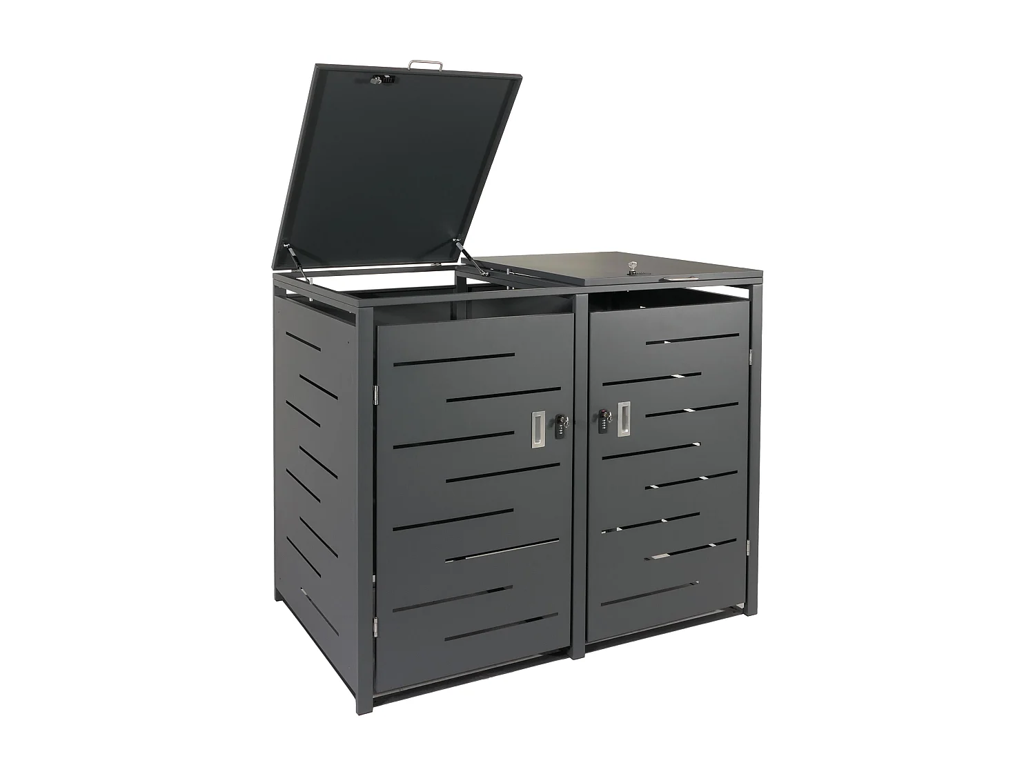 2-osobowy/4-osobowy kosz na śmieci MCW-E83, antracyt, stal 62kg 2739897