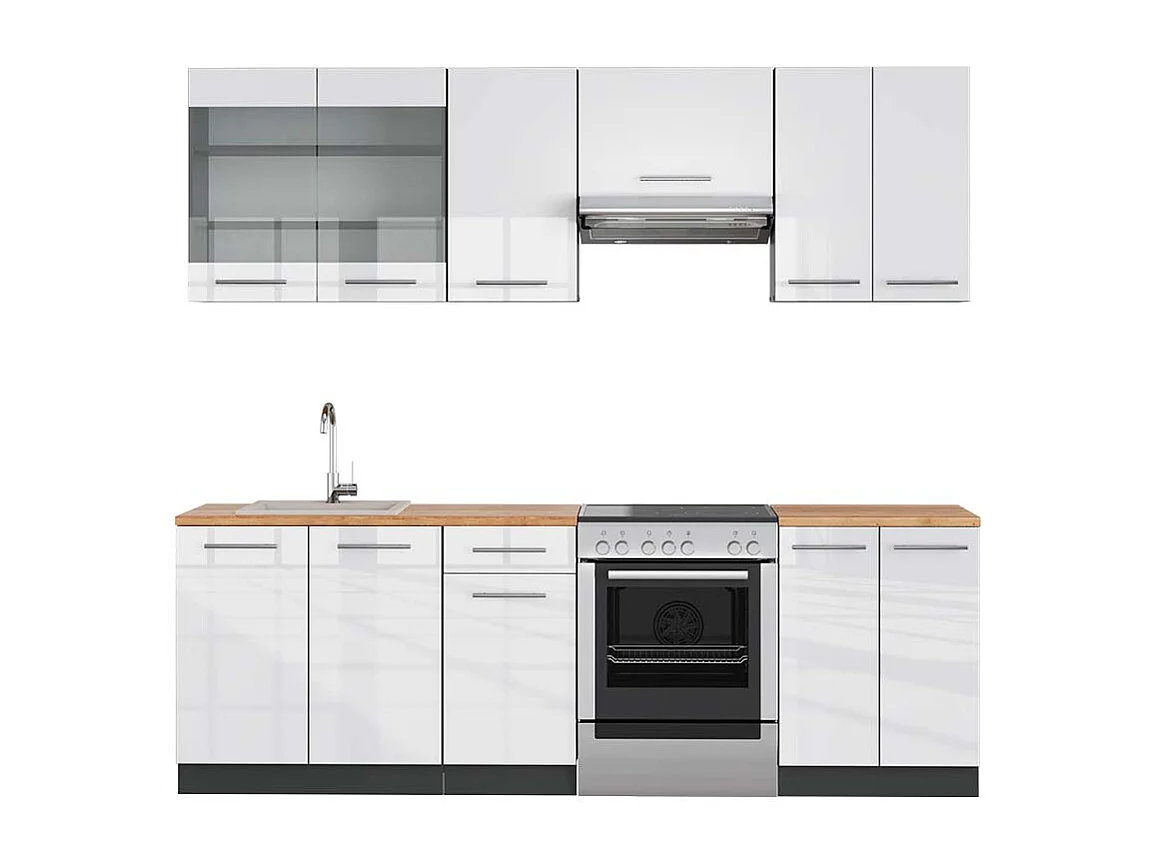 Aneks kuchenny biały wysoki połysk/antracyt 240x60x81.6 fame-line 4779284 - obrazek 1
