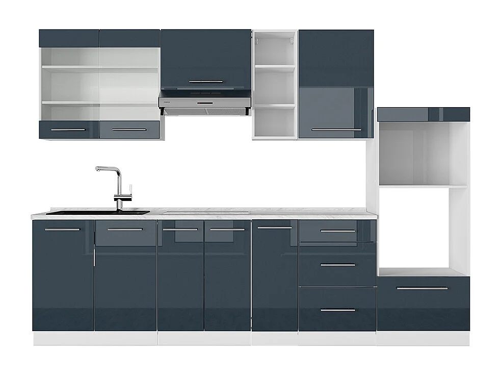 Aneks kuchenny ciemnoniebieski wysoki połysk/biały 280x60x81.6 fame-line 4780224
