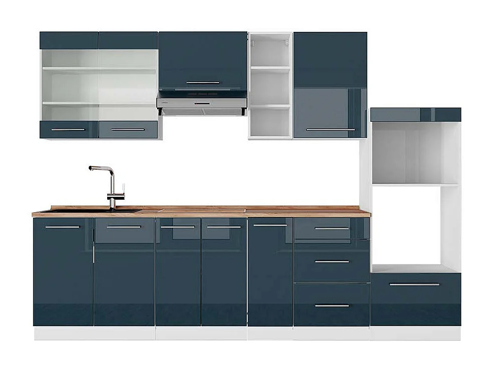 Aneks kuchenny ciemnoniebieski wysoki połysk/biały 280x60x81.6 fame-line 4779843