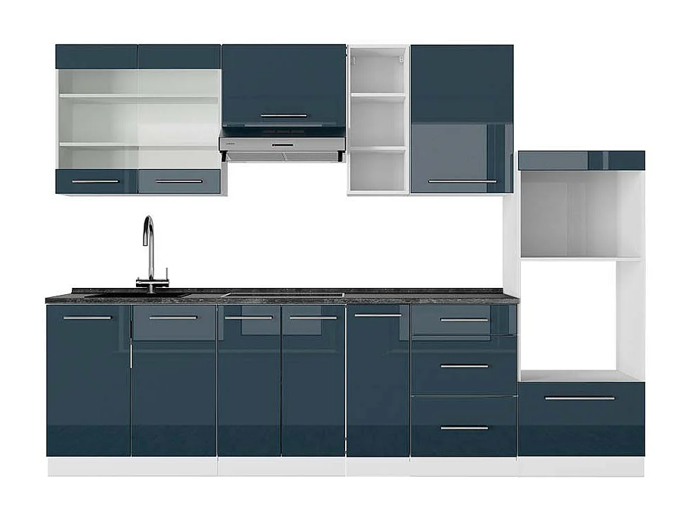 Aneks kuchenny ciemnoniebieski wysoki połysk/biały 280x60x81.6 fame-line 4779629