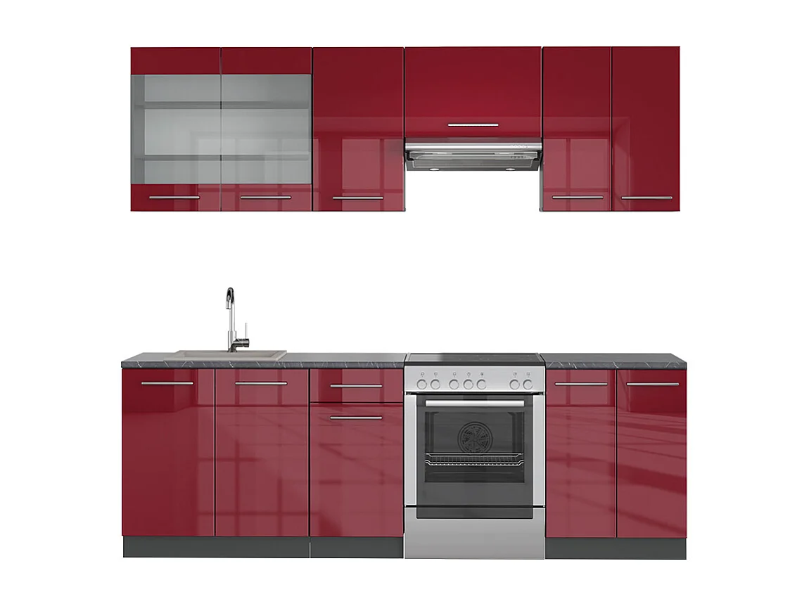 Aneks kuchenny bordowy wysoki połysk/antracyt 240x60x81.6 fame-line 4780087 - obrazek 1