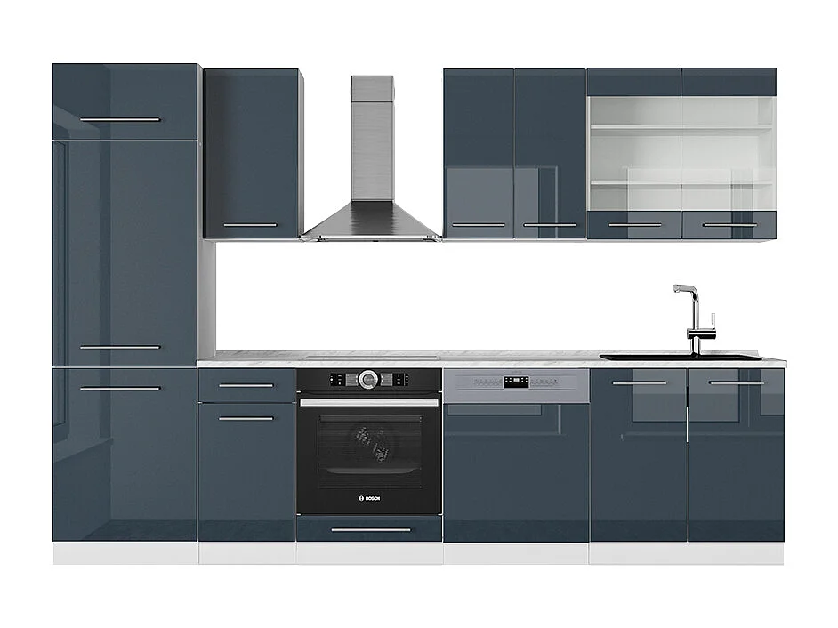 Aneks kuchenny ciemnoniebieski wysoki połysk/biały 300x60x81.6 fame-line 4780871