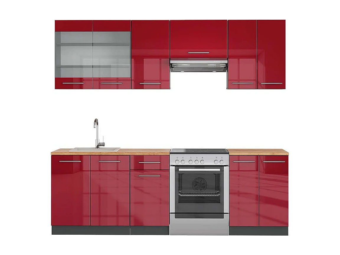 Aneks kuchenny bordowa czerwień wysoki połysk 240x60x81.6 fame-line 4780966 - obrazek 1