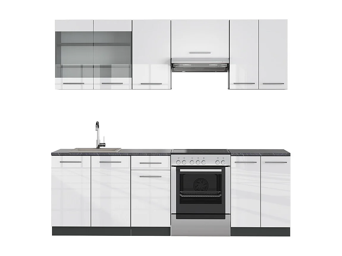 Aneks kuchenny biały wysoki połysk/antracyt 240x60x81.6 fame-line 4781372 - obrazek 1