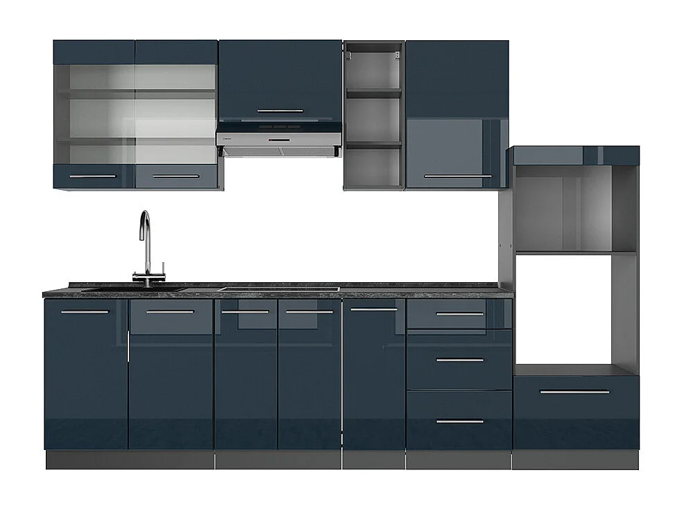 Aneks kuchenny ciemnoniebieski wysoki połysk/antracyt 280x60x81.6 fame-line 4782112