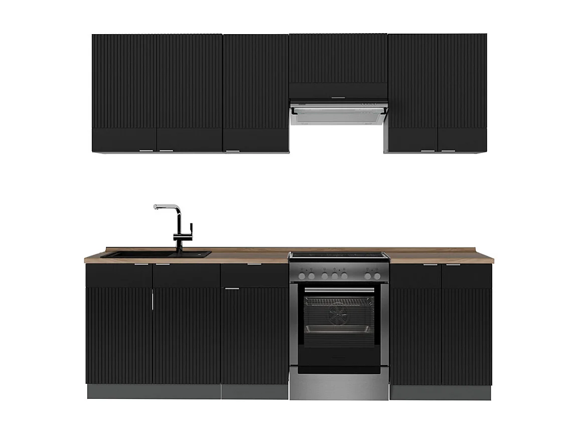 Aneks kuchenny czarny w paski/antracyt 240x60x81.6 fame-line 4779239 - obrazek 1