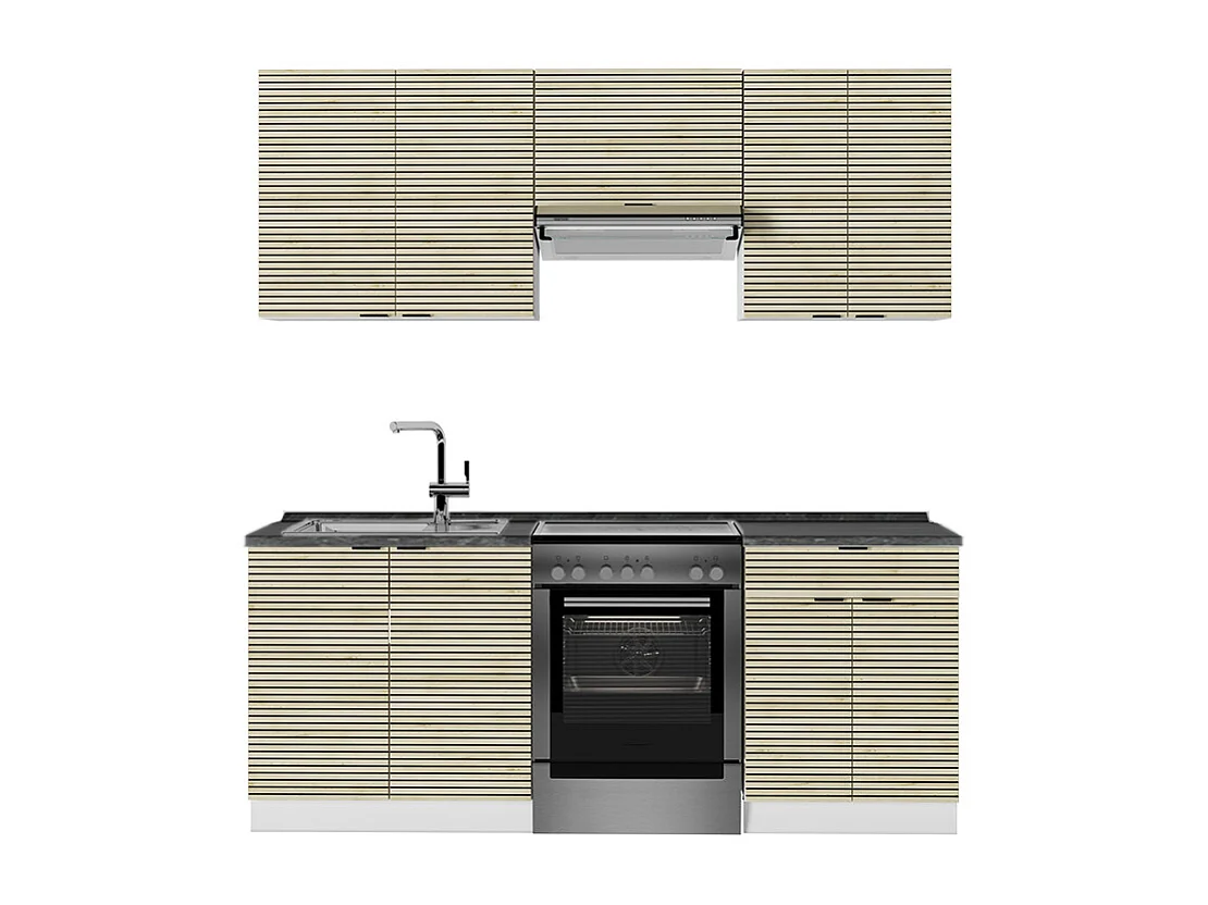 Aneks kuchenny panel dębowy/biały 200x60x81.6 fame-line 4779601 - obrazek 1