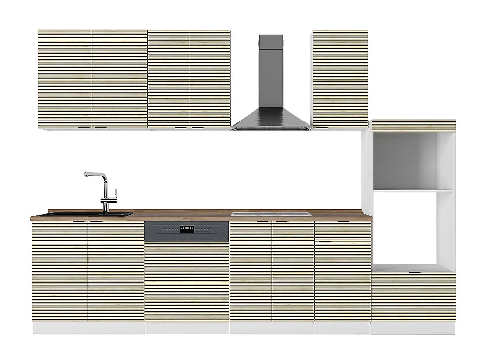 Aneks kuchenny panel dębowy/biały 300x60x81.6 fame-line 4779848 - obrazek 1