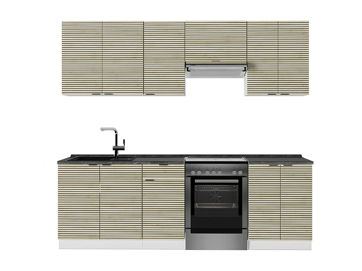 Aneks kuchenny panel dębowy/biały 240x60x81.6 fame-line 4779824 - obrazek 1