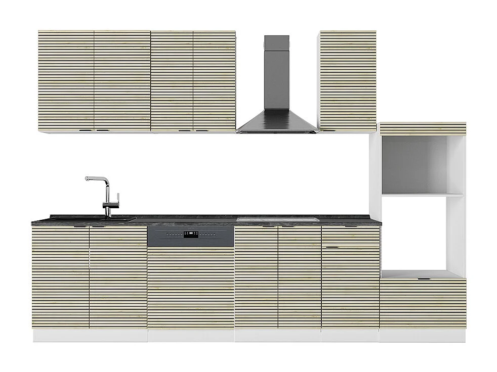 Aneks kuchenny panel dębowy/biały 300x60x81.6 fame-line 4779712 - obrazek 1