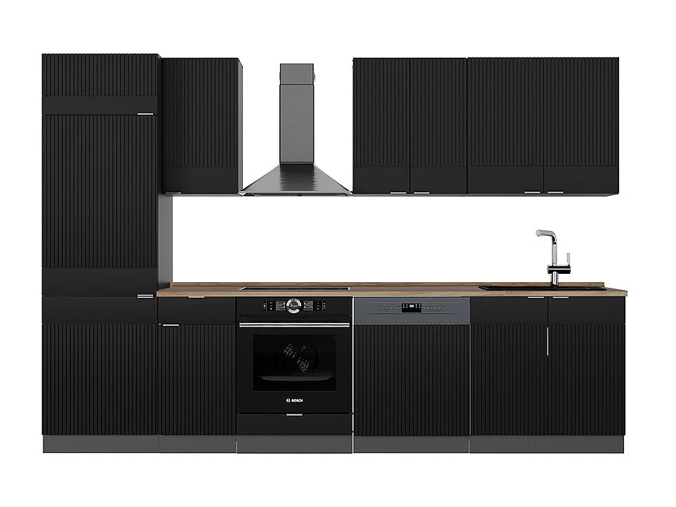 Aneks kuchenny czarny w paski/antracyt 300x60x81.6 fame-line 4779379 - obrazek 1