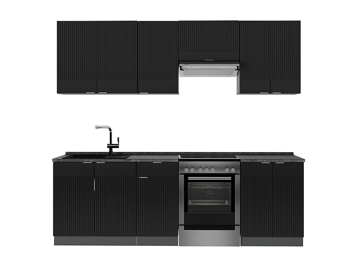 Aneks kuchenny czarny w paski/antracyt 240x60x81.6 fame-line 4779814 - obrazek 1