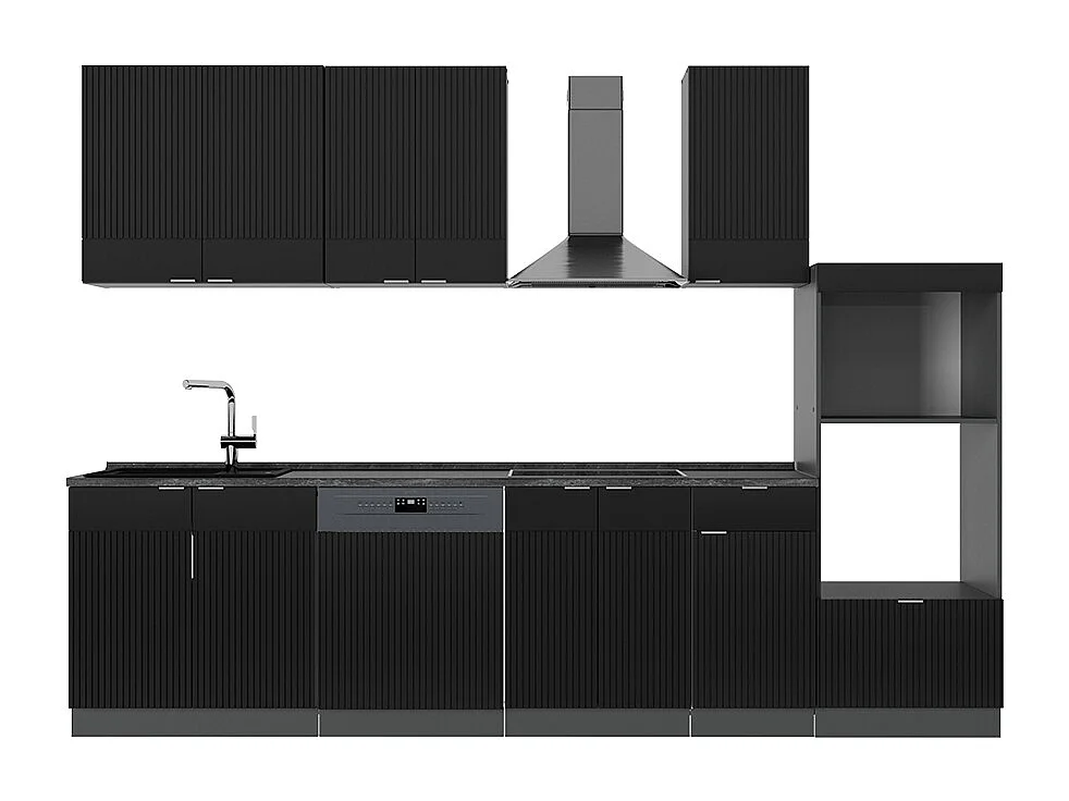 Aneks kuchenny czarny w paski/antracyt 300x60x81.6 fame-line 4779621 - obrazek 1