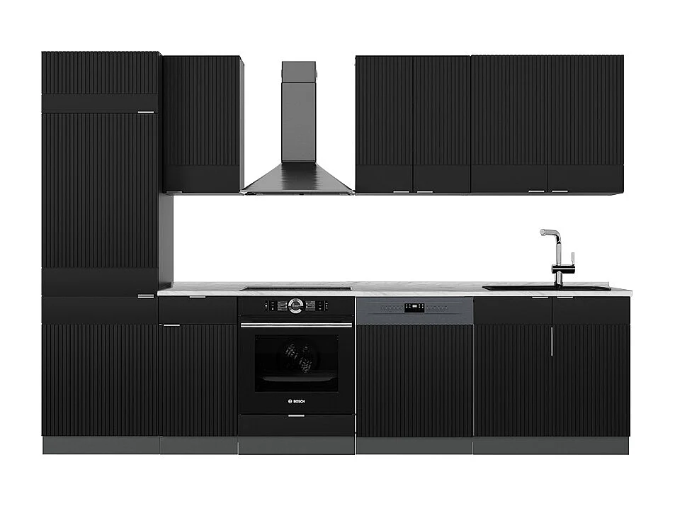 Aneks kuchenny czarny w paski/antracyt 300x60x81.6 fame-line 4780667 - obrazek 1
