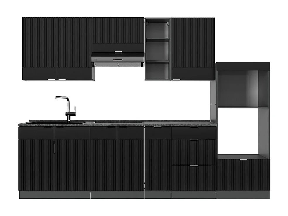 Aneks kuchenny czarny w paski/antracyt 280x60x81.6 fame-line 4781241 - obrazek 1
