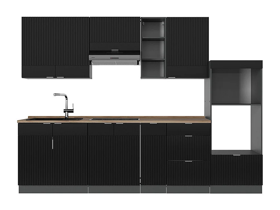 Aneks kuchenny czarny w paski/antracyt 280x60x81.6 fame-line 4781534 - obrazek 1