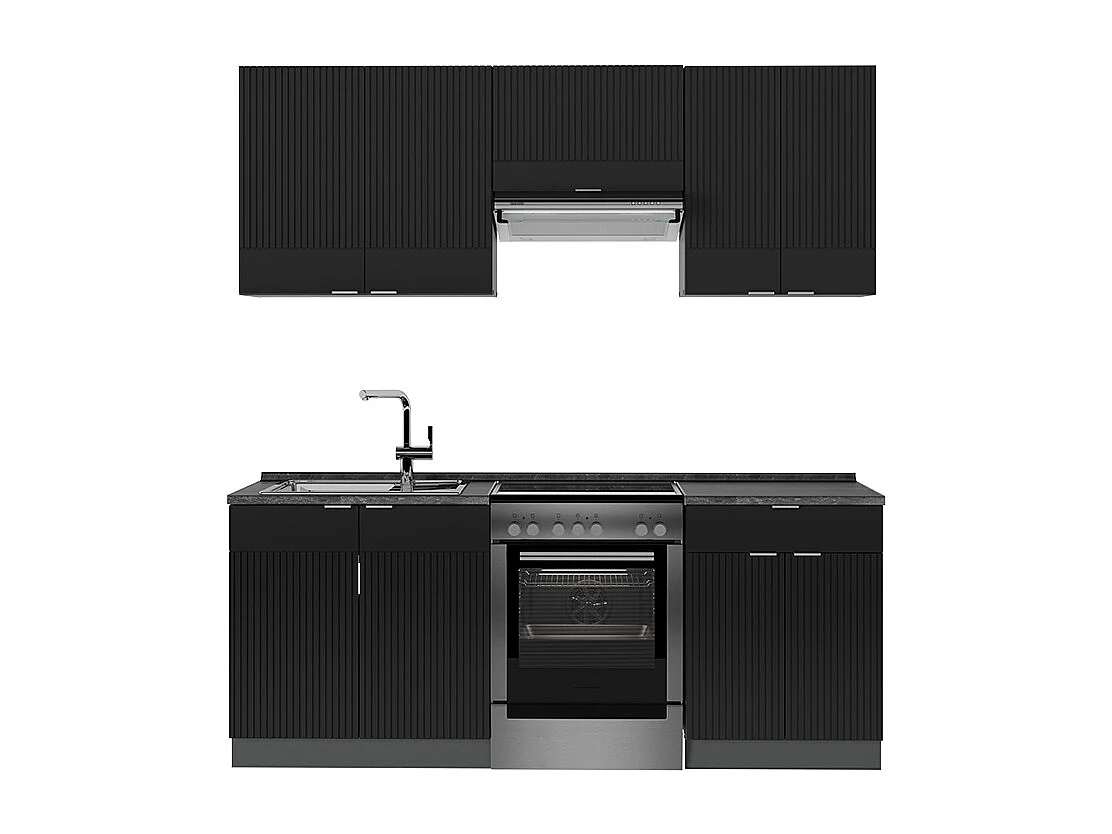 Aneks kuchenny czarny w paski/antracyt 200x60x81.6 fame-line 4781775 - obrazek 1