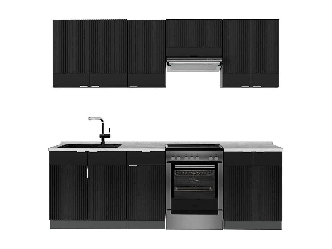 Aneks kuchenny czarny w paski/antracyt 240x60x81.6 fame-line 4781656 - obrazek 1