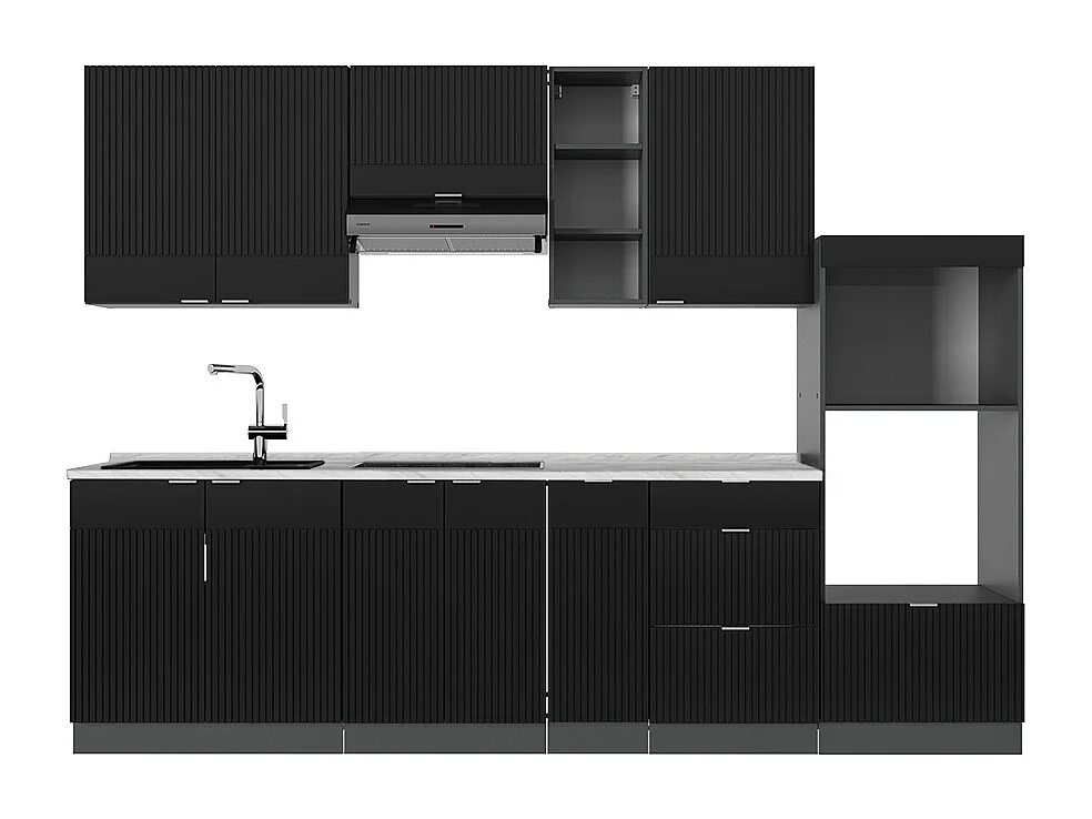 Aneks kuchenny czarny w paski/antracyt 280x46x81.6 fame-line 4782088 - obrazek 1