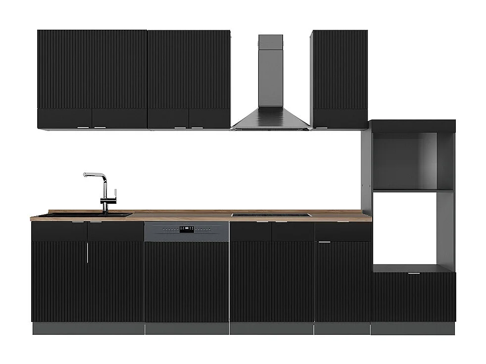 Aneks kuchenny czarny w paski/antracyt 300x60x81.6 fame-line 4781903 - obrazek 1