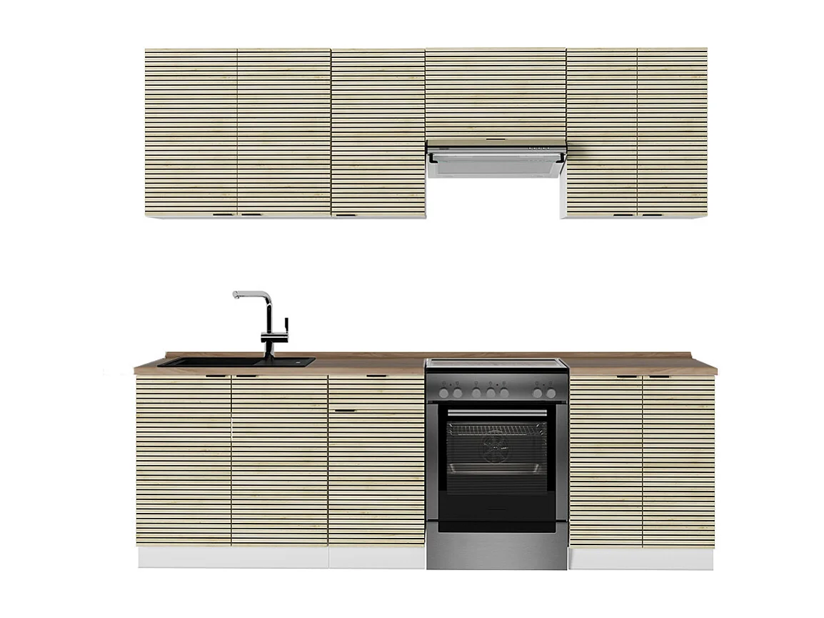 Aneks kuchenny panel dębowy/biały 240x60x81.6 fame-line 4782251 - obrazek 1