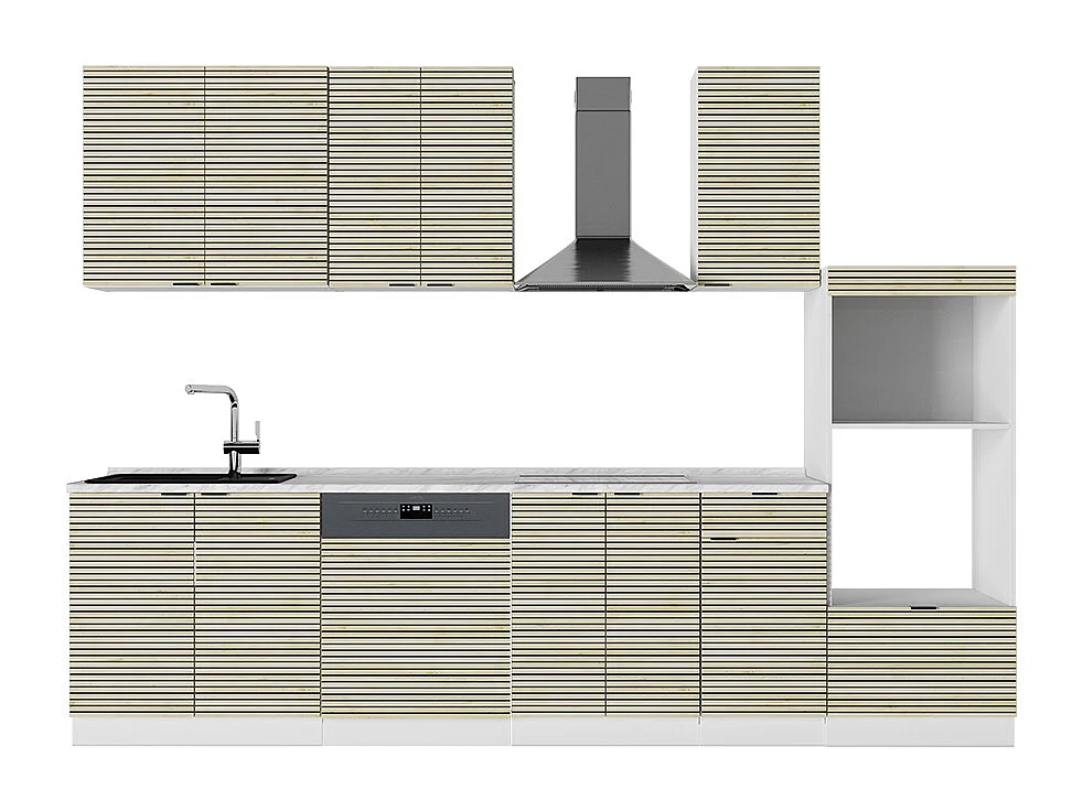 Aneks kuchenny panel dębowy/biały 300x60x81.6 fame-line 4782192 - obrazek 1