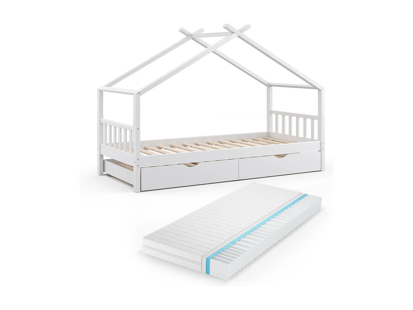Łóżko domowe biały 208x97x148 design 4874146 - obrazek 1